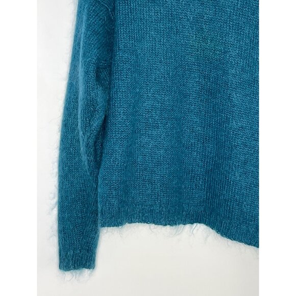 Vintage Y2K‎ Silverleaf Mohair Blend Boxy Crop Turtleneck Sweater Small Blue - Picture 8 of 8